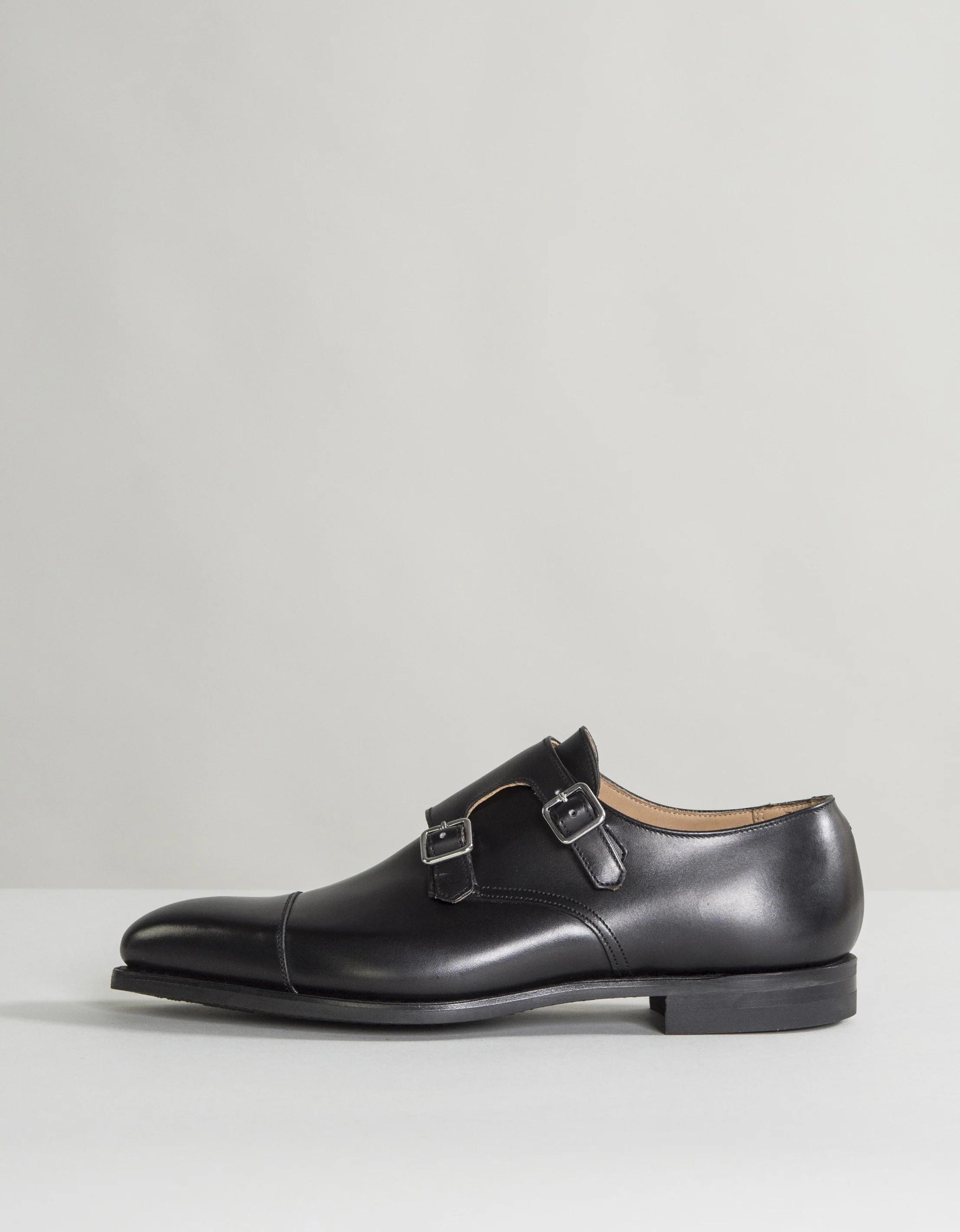 Crockett & Jones 'Lowndes' Calf Leather Double Monk Shoes With 'City' Soles Black - Image 9