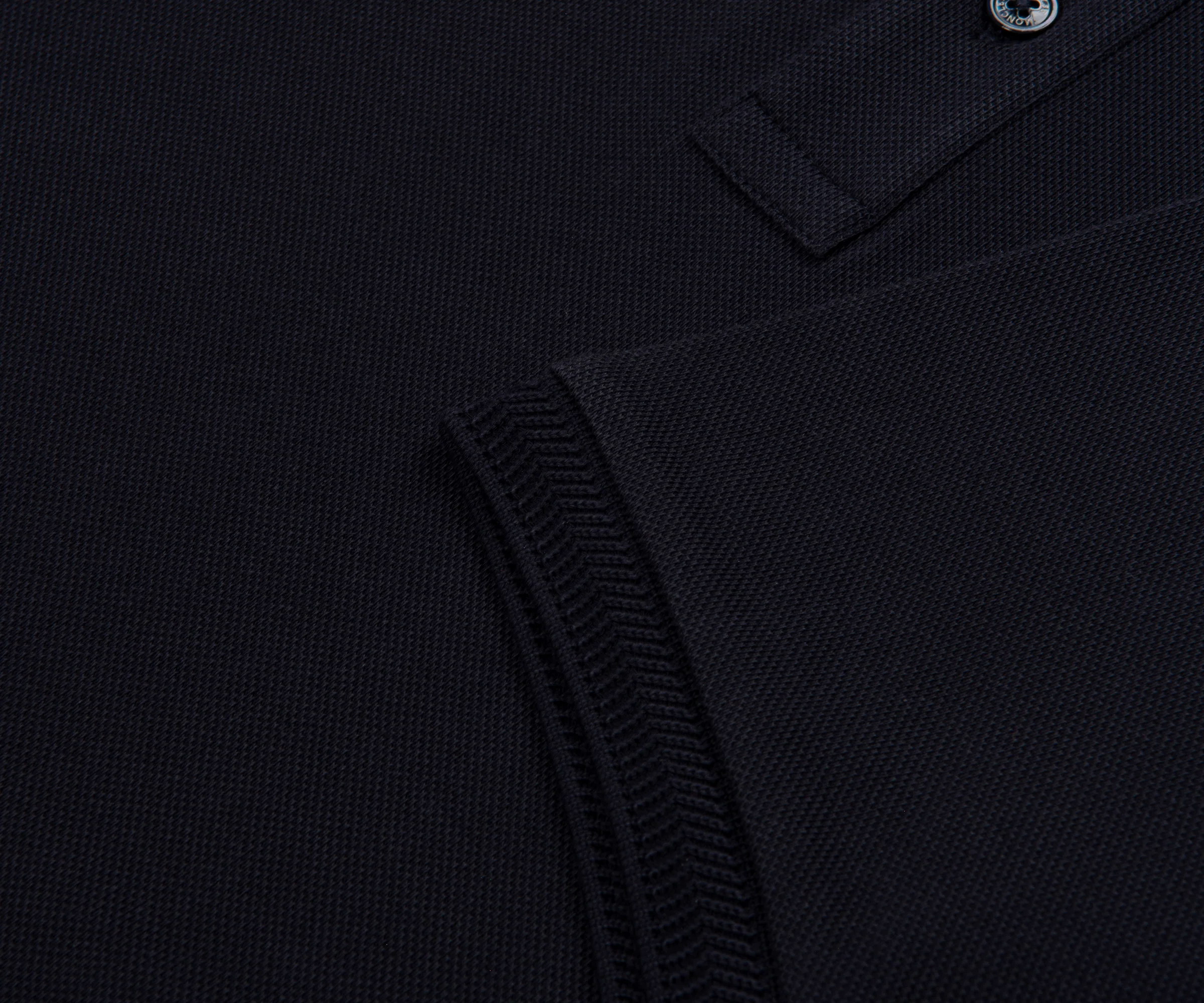 Moncler Navy Logo Patch Piquet Polo - Image 5