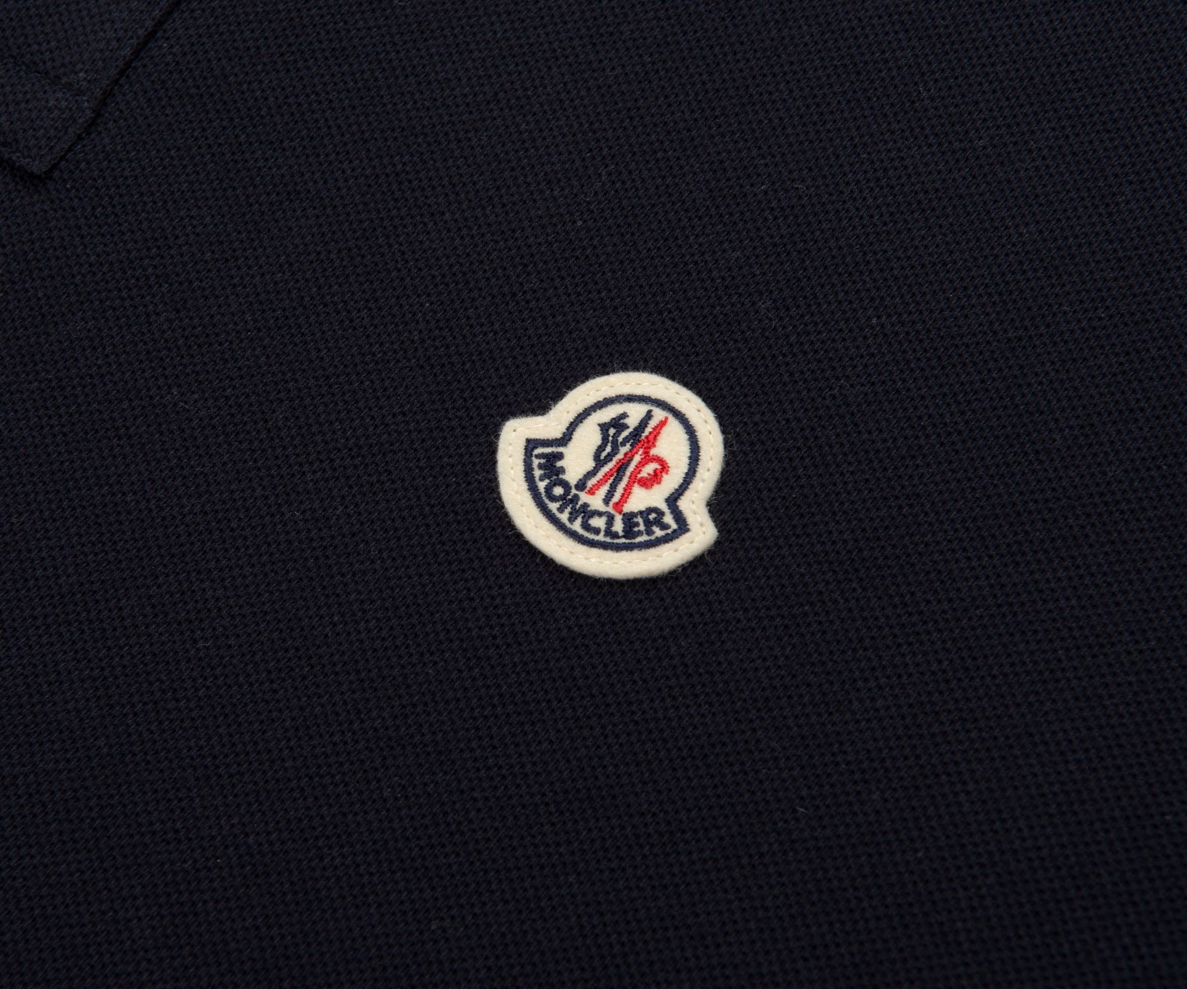 Moncler Classic Navy Tricolour-Trimmed Polo - Image 4