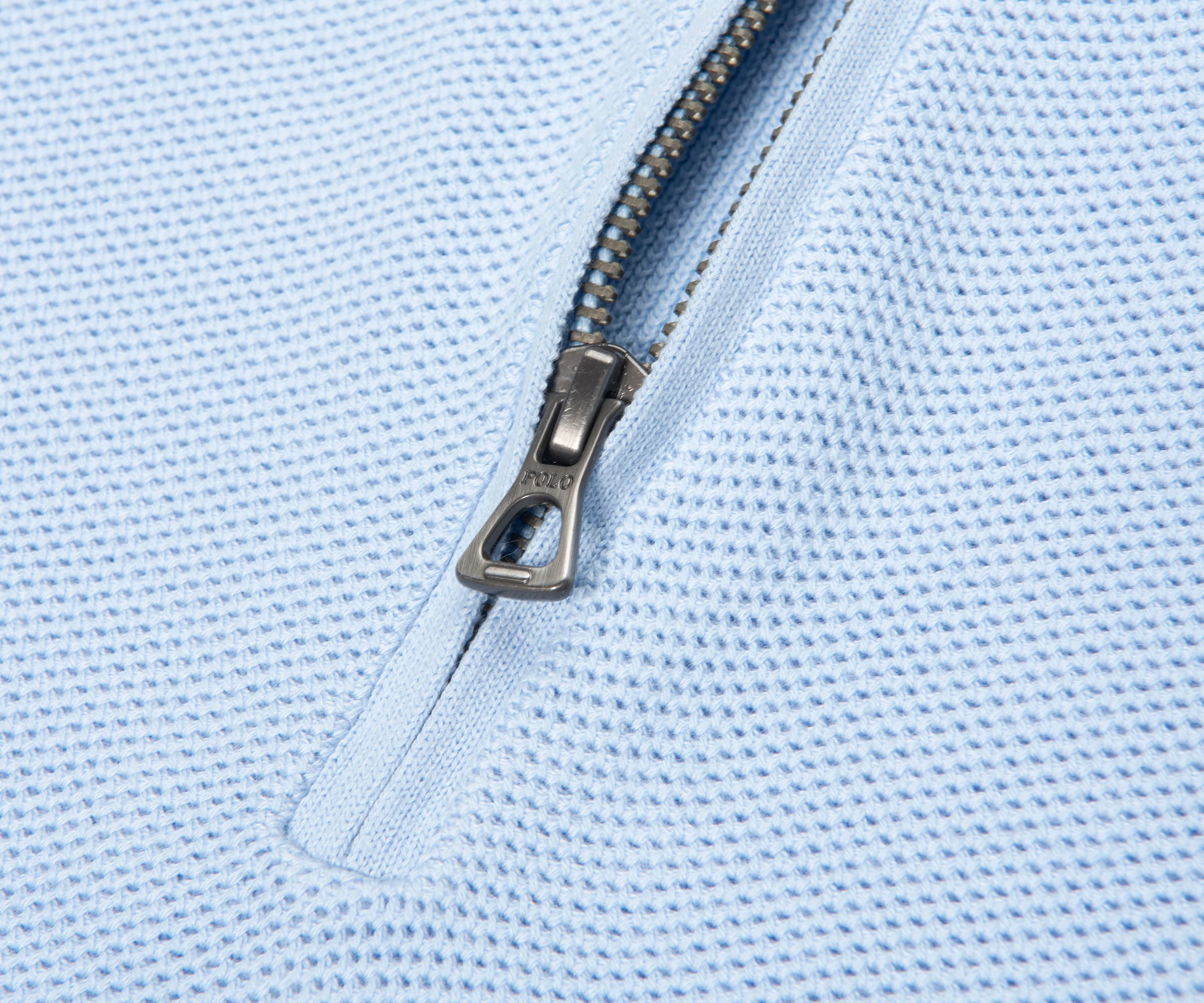 Ralph Lauren Sky Blue Waffle Knit 1/4 Zip Sweater - Image 3