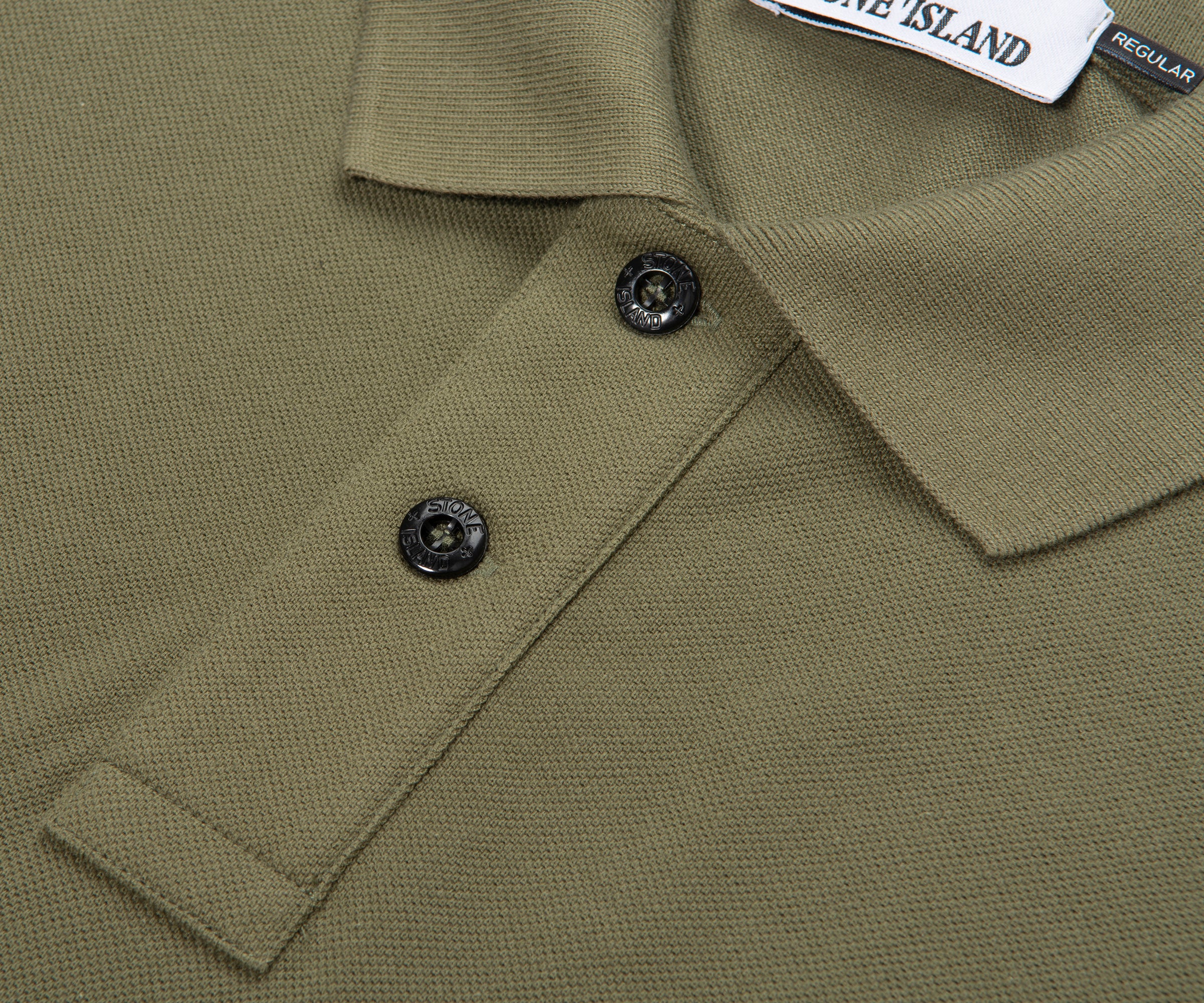 Stone Island Green Signature Embroidered Logo Polo - Image 3