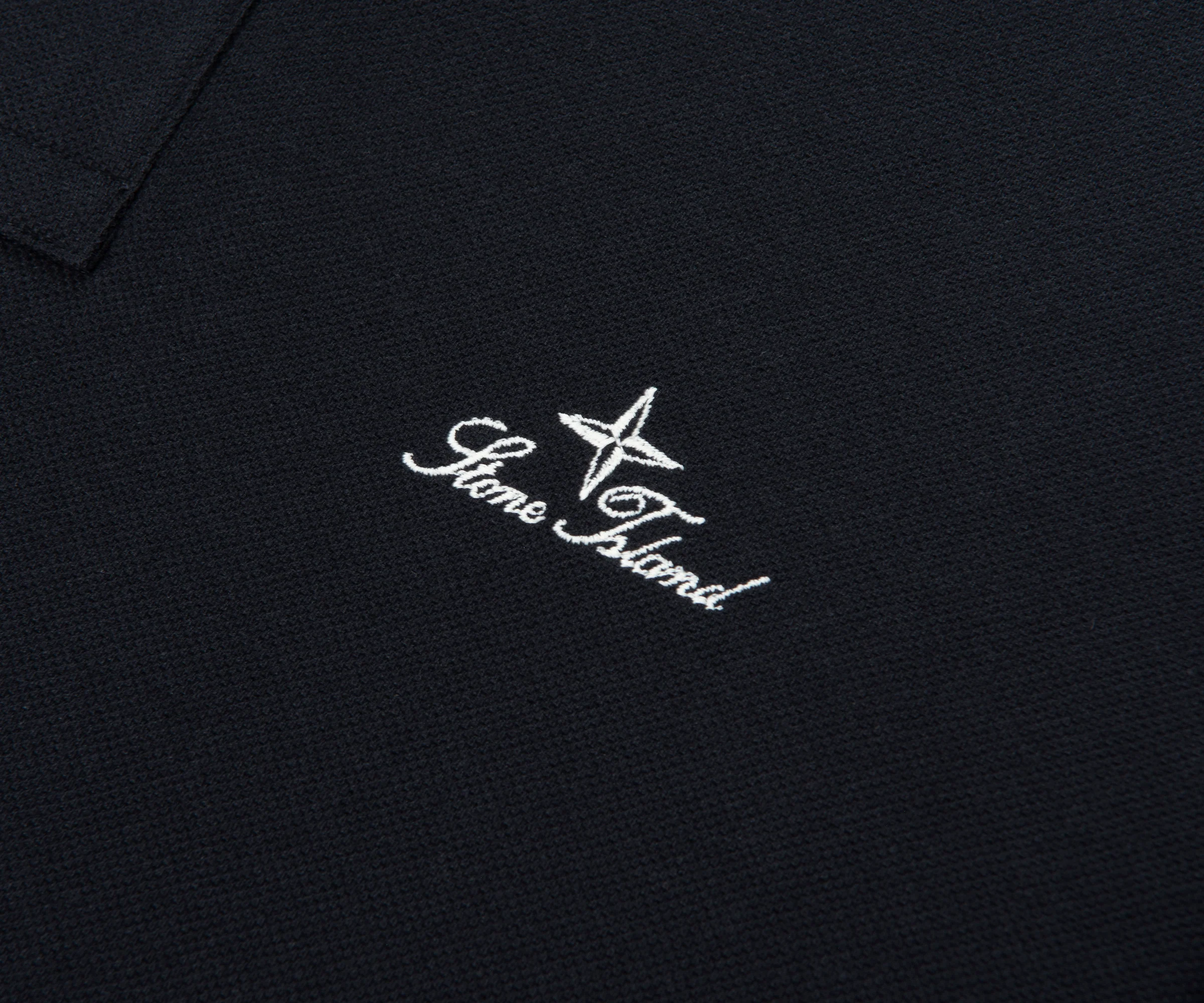 Stone Island Navy Signature Embroidered Logo Polo - Image 4