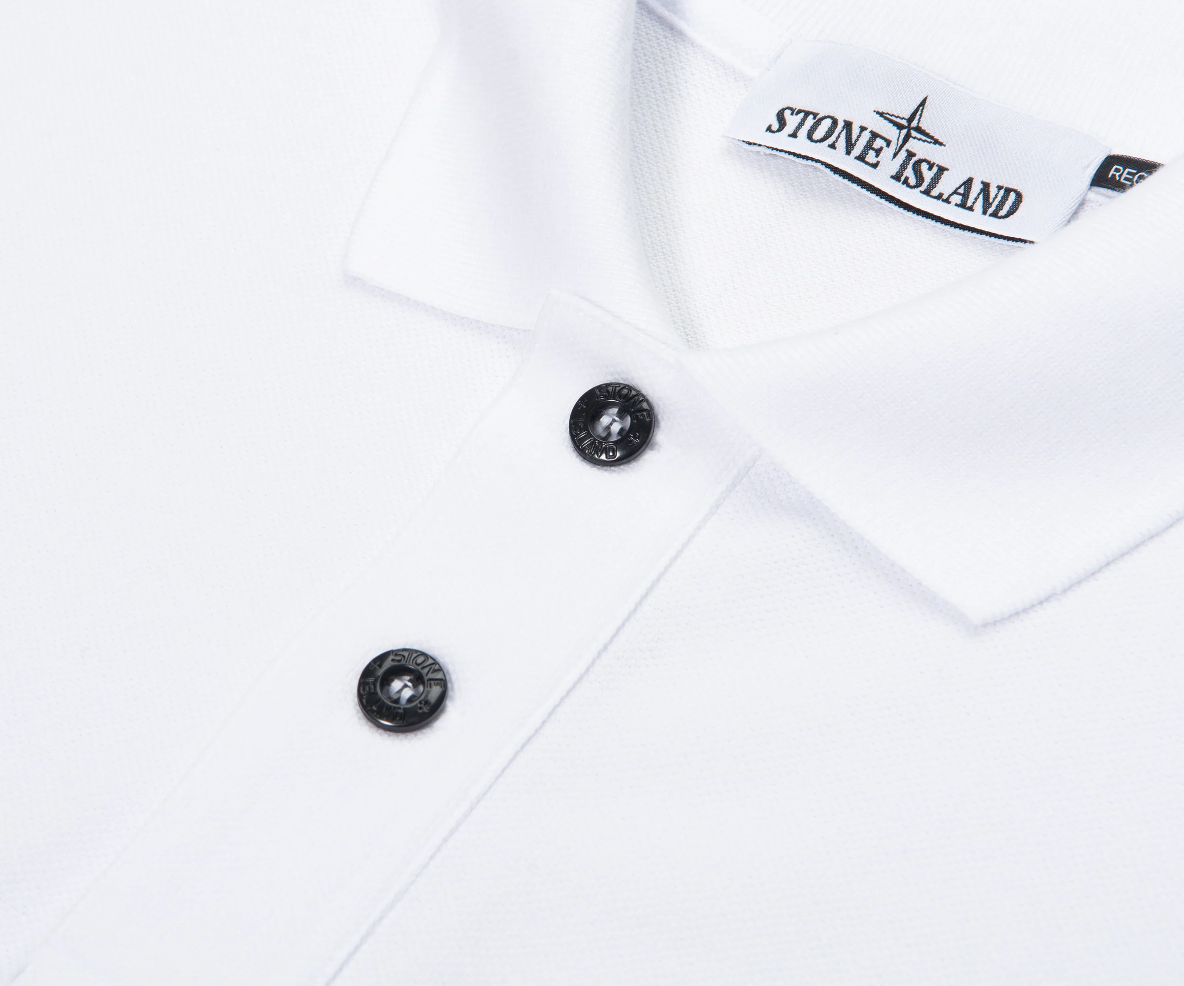 Stone Island White Signature Embroidered Logo Polo - Image 3